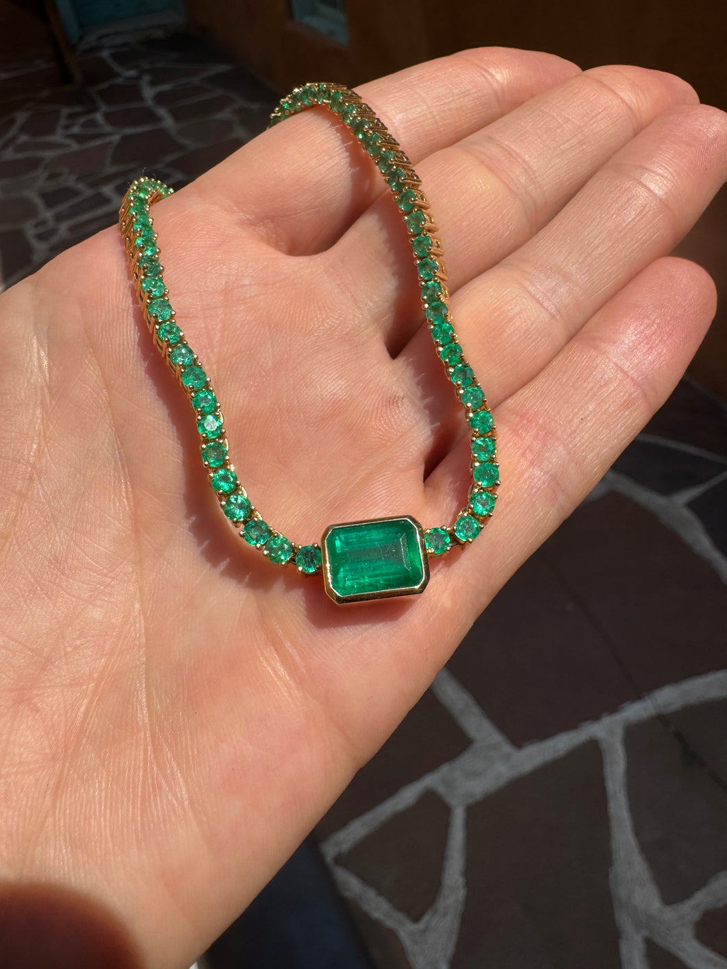 Colombian Emerald Tennis Necklace - Moriah Stanton