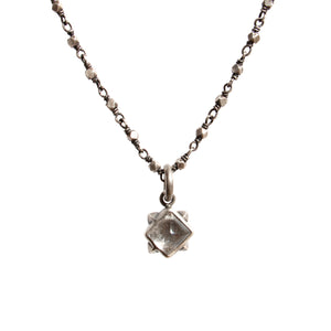 Miranda Hicks Studded Aquamarine “Mica” necklace on Rosary Chain