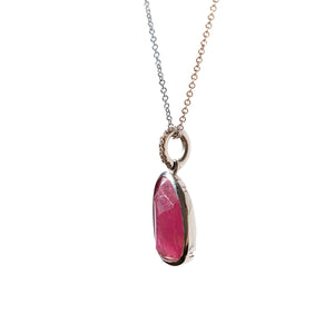 Pink Sapphire and Pave Diamond Necklace