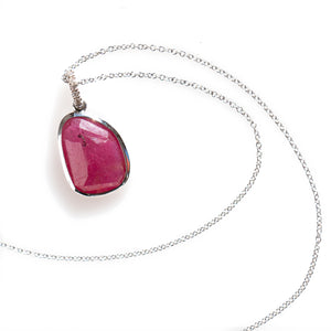 Pink Sapphire and Pave Diamond Necklace