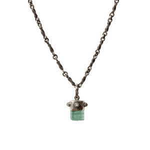 Aquamarine Pendant on Hand-Forged Segment Chain - Miranda Hicks