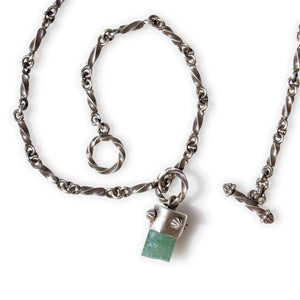 Aquamarine Pendant on Hand-Forged Segment Chain - Miranda Hicks