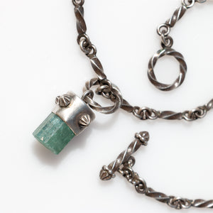 Aquamarine Pendant on Hand-Forged Segment Chain - Miranda Hicks