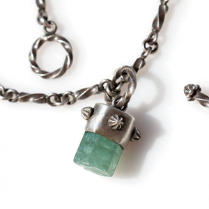 Aquamarine Pendant on Hand-Forged Segment Chain - Miranda Hicks