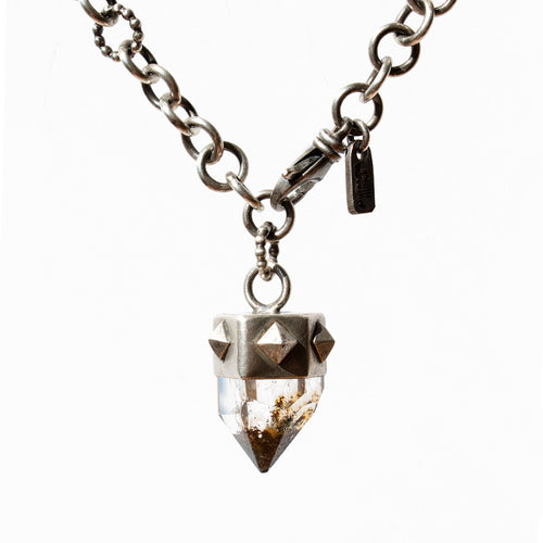 Garden Quartz Pendant on Extra-Long Hand-Forged Chain - Miranda Hicks