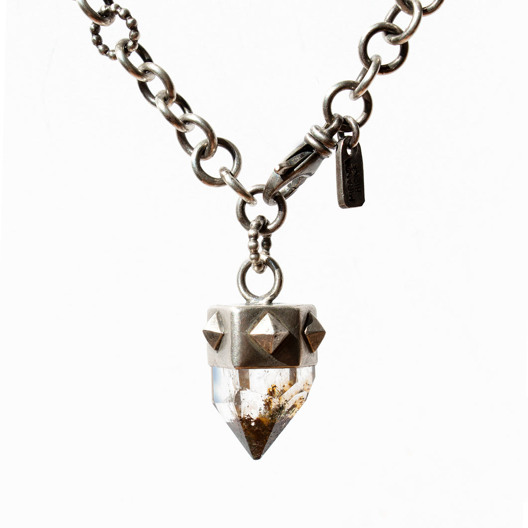 Garden Quartz Pendant on Extra-Long Hand-Forged Chain - Miranda Hicks