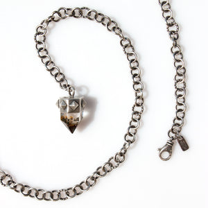 Garden Quartz Pendant on Extra-Long Hand-Forged Chain - Miranda Hicks