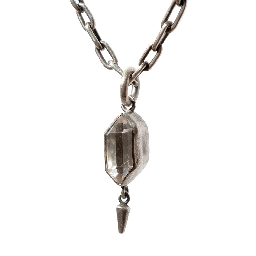 Quartz & Mica Pendant on Hand-Forged Mini-Chunk Chain - Miranda Hicks