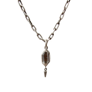 Quartz & Mica Pendant on Hand-Forged Mini-Chunk Chain - Miranda Hicks