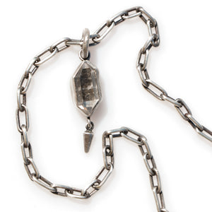 Quartz & Mica Pendant on Hand-Forged Mini-Chunk Chain - Miranda Hicks