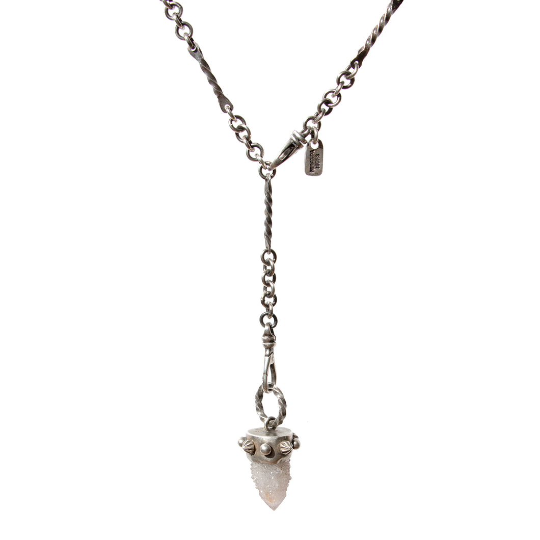 Spirit Quartz Pendant on Hand-Forged Bar Station Chain - Miranda Hicks