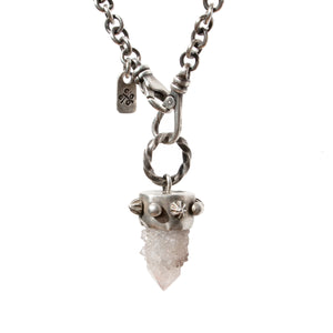 Spirit Quartz Pendant on Hand-Forged Bar Station Chain - Miranda Hicks