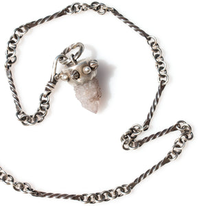 Spirit Quartz Pendant on Hand-Forged Bar Station Chain - Miranda Hicks