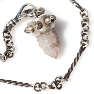 Spirit Quartz Pendant on Hand-Forged Bar Station Chain - Miranda Hicks