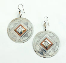 Load image into Gallery viewer, Large Silver &amp; Copper Tuareg Earrings - Moussa Albaka
