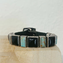 Load image into Gallery viewer, Large Concho Bracelet with Turquoise &amp; Onyx - Rick Montaño