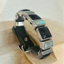 Load image into Gallery viewer, Large Concho Bracelet with Turquoise &amp; Onyx - Rick Montaño