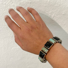 Load image into Gallery viewer, Large Concho Bracelet with Turquoise &amp; Onyx - Rick Montaño