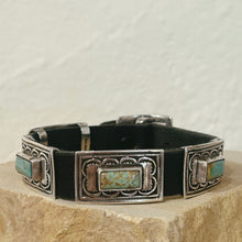 Load image into Gallery viewer, Large Rectangular Concho Bracelet with Kingman Turquoise - Rick Montaño
