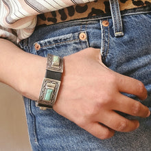 Load image into Gallery viewer, Large Rectangular Concho Bracelet with Kingman Turquoise - Rick Montaño