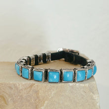Load image into Gallery viewer, Small Square Concho Bracelet with Turquoise - Rick Montaño