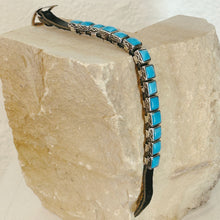 Load image into Gallery viewer, Small Square Concho Bracelet with Turquoise - Rick Montaño