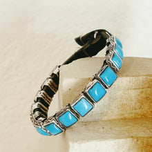 Load image into Gallery viewer, Small Square Concho Bracelet with Turquoise - Rick Montaño