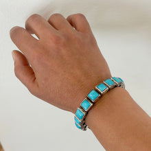 Load image into Gallery viewer, Small Square Concho Bracelet with Turquoise - Rick Montaño