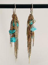 Load image into Gallery viewer, Gold Fringe &amp; Turquoise Earrings - Martin Bernstein