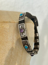 Load image into Gallery viewer, Turquoise &amp; Amethyst Concho Bracelet - Rick Montaño