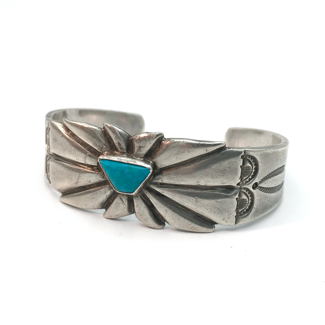Vintage Silver snd Turquoise Cuff