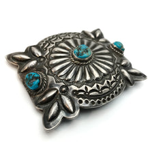 Load image into Gallery viewer, Silver and Turquoise Belt buckle