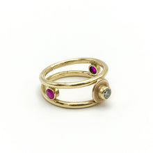 Load image into Gallery viewer, Moriah Stanton - Diamond and Ruby Double Band Ring
