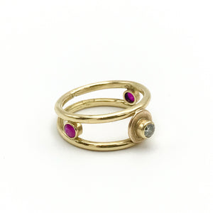 Moriah Stanton - Diamond and Ruby Double Band Ring