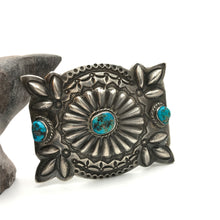 Load image into Gallery viewer, Silver and Turquoise Belt buckle