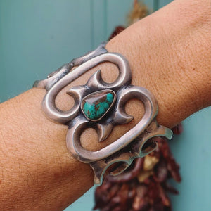 Vintage Navajo Silver and Turquoise Cuff