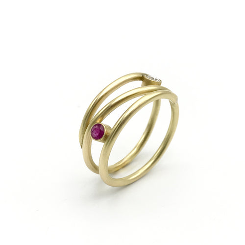 Moriah Stanton - Ruby and Diamond Coil Ring