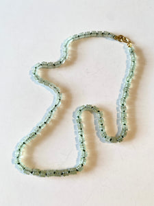 Faceted Prehnite Beads on Knotted Silk with 18k gold- Goldhenn