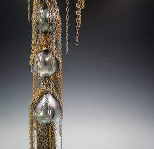 Three Pearl Drop Fringe Necklace - Martin Bernstein