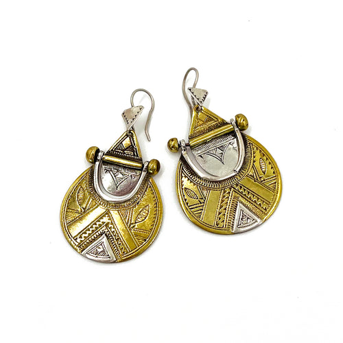 Silver and Brass Arc Earrings - Moussa Albaka